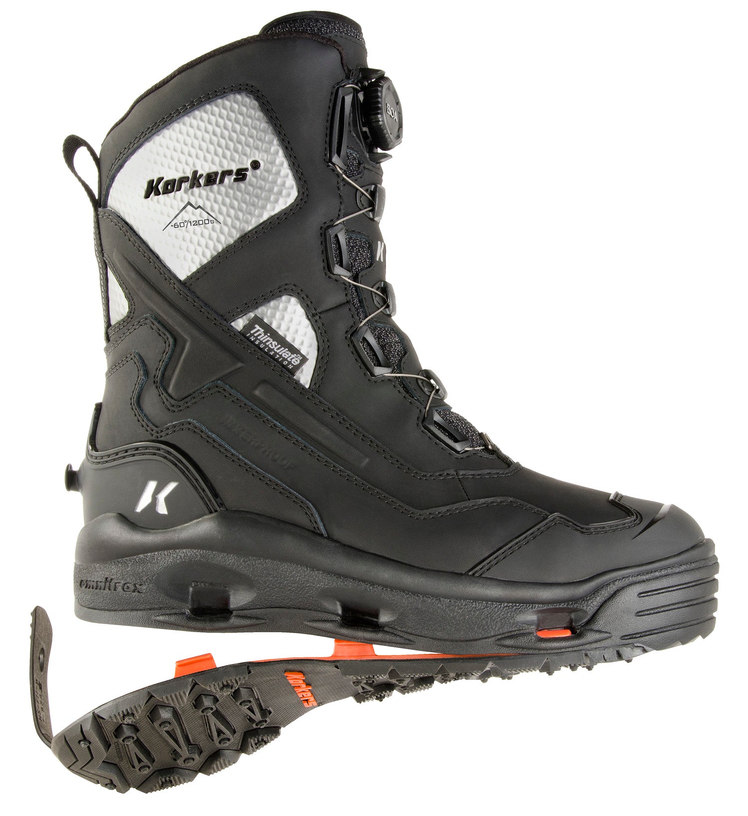 Korkers Men's Polar Vortex 1200 Boa Winter Boots Black 12